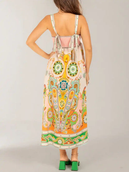 Fashionable Holiday Print Midi Dress
