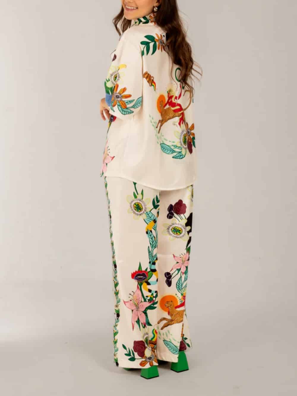 Satin Oversized Blouse With Sophisticated Print