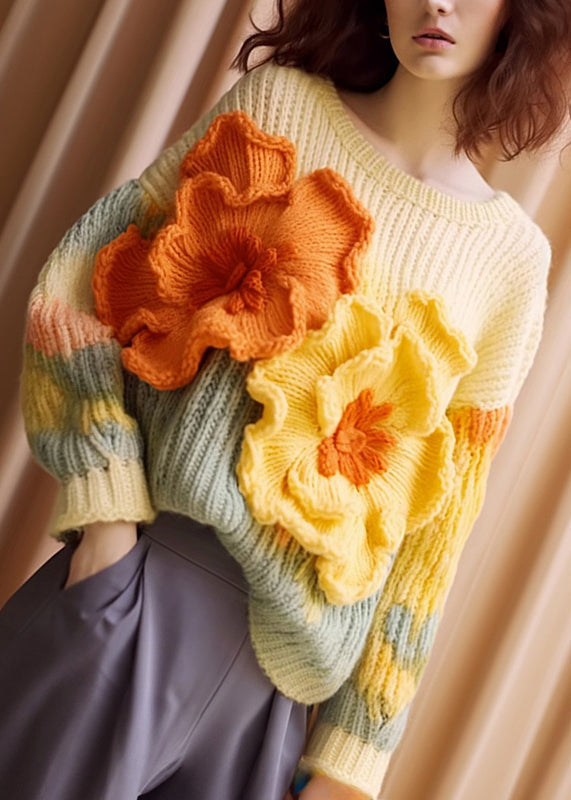Unique Apricot Cozy Cotton Knit Sweaters Long Sleeve Qs029