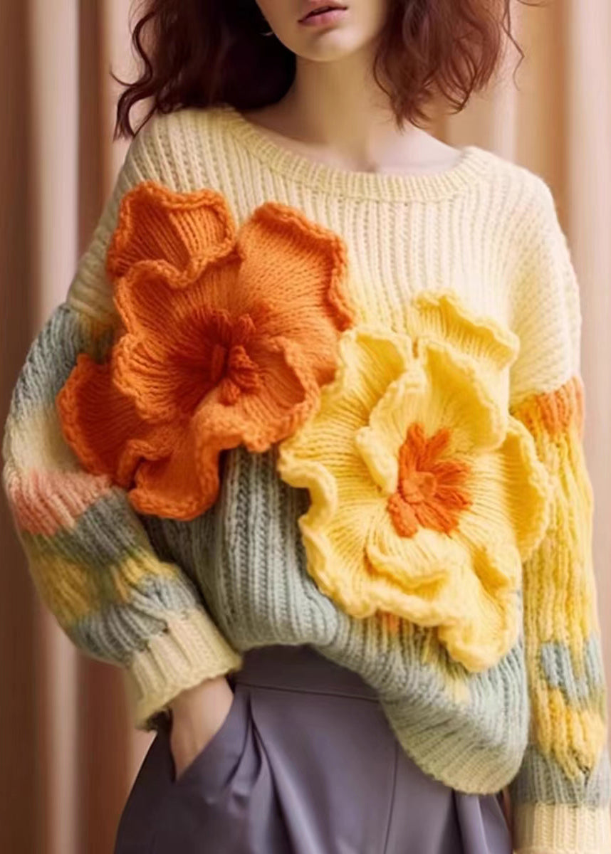 Unique Apricot Cozy Cotton Knit Sweaters Long Sleeve Qs029