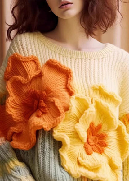 Unique Apricot Cozy Cotton Knit Sweaters Long Sleeve Qs029