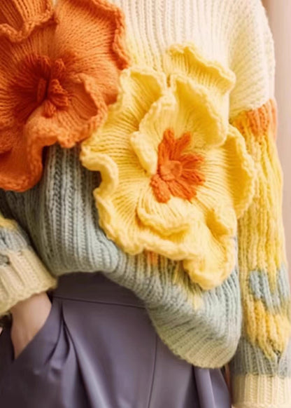 Unique Apricot Cozy Cotton Knit Sweaters Long Sleeve Qs029