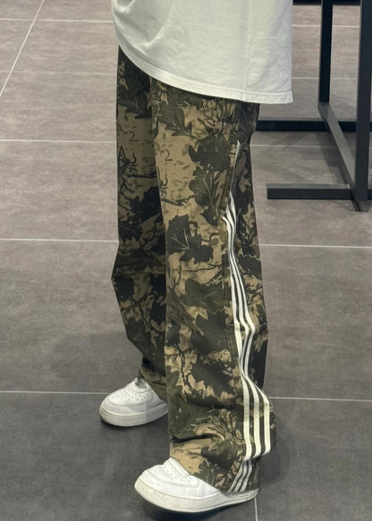 Green Trousers Pants Cotton Army Print Oversized Unique