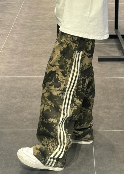 Green Trousers Pants Cotton Army Print Oversized Unique