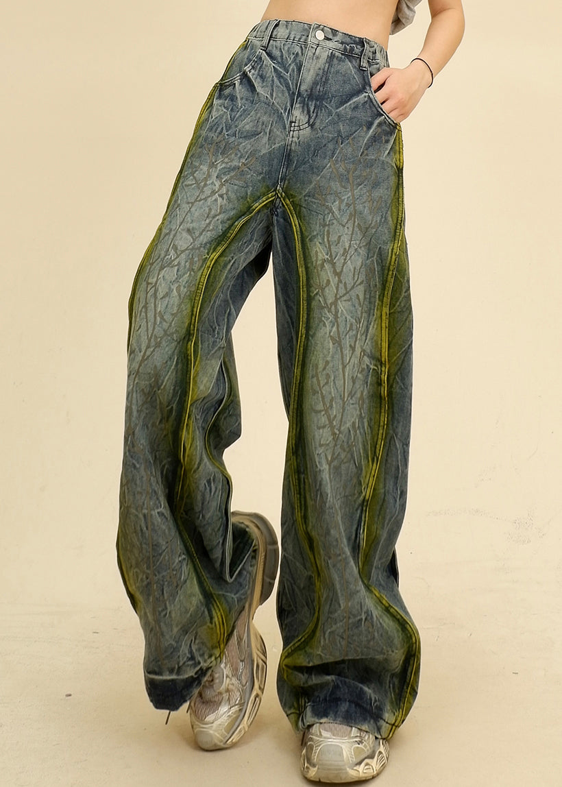 Unique Blue Pockets High Waist Denim Pants Summer Pp019