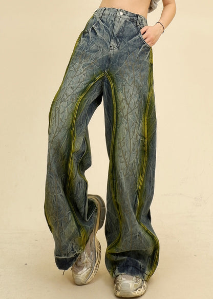 Unique Blue Pockets High Waist Denim Pants Summer Pp019