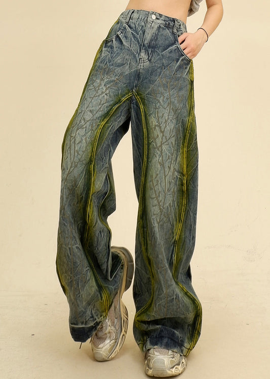 Unique Blue Pockets High Waist Denim Pants Summer Pp019