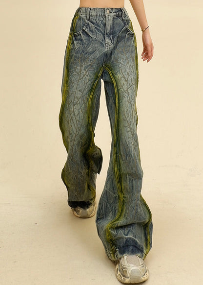 Unique Blue Pockets High Waist Denim Pants Summer Pp019