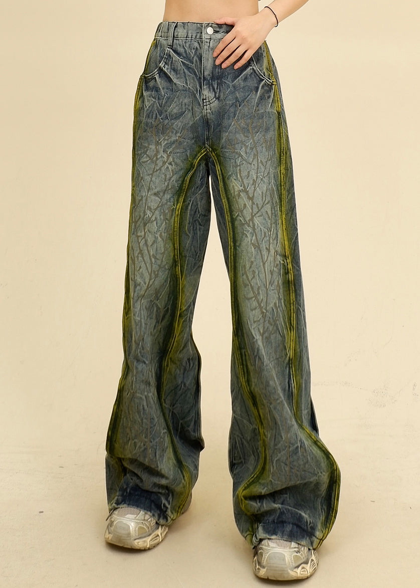 Unique Blue Pockets High Waist Denim Pants Summer Pp019