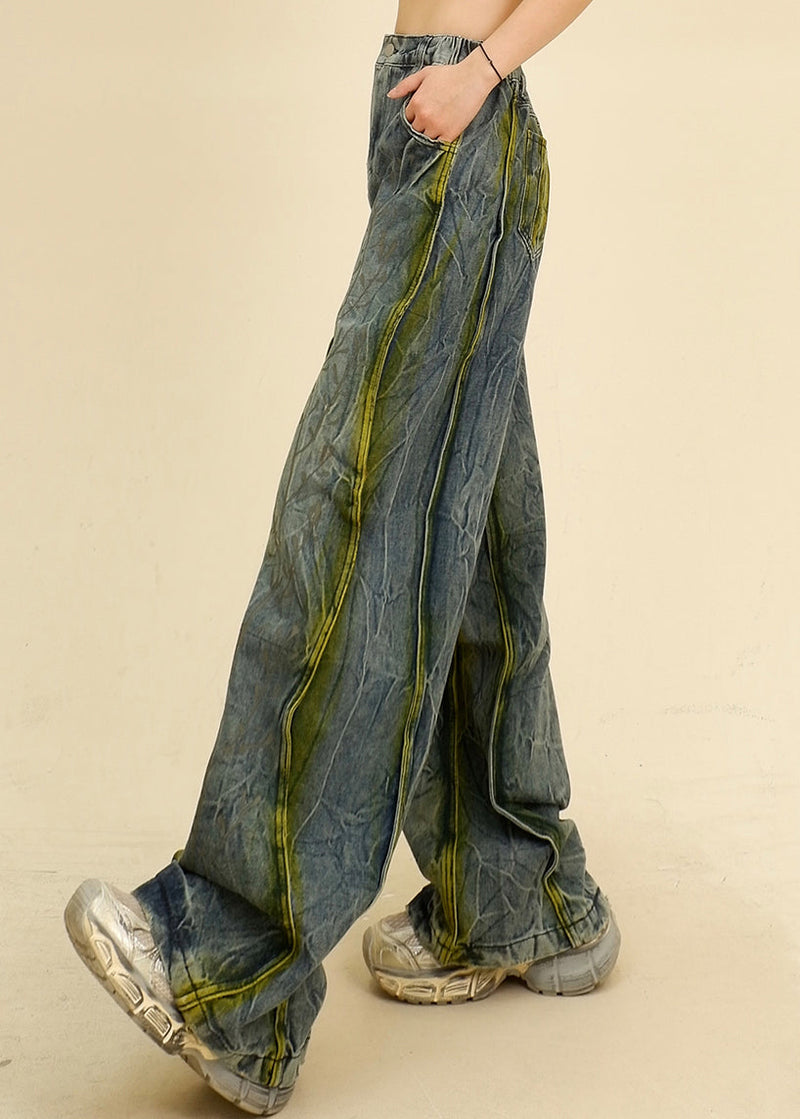 Unique Blue Pockets High Waist Denim Pants Summer Pp019