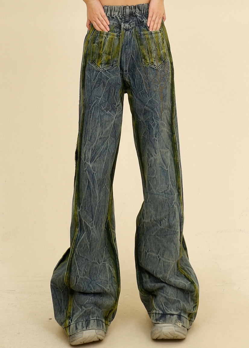 Unique Blue Pockets High Waist Denim Pants Summer Pp019