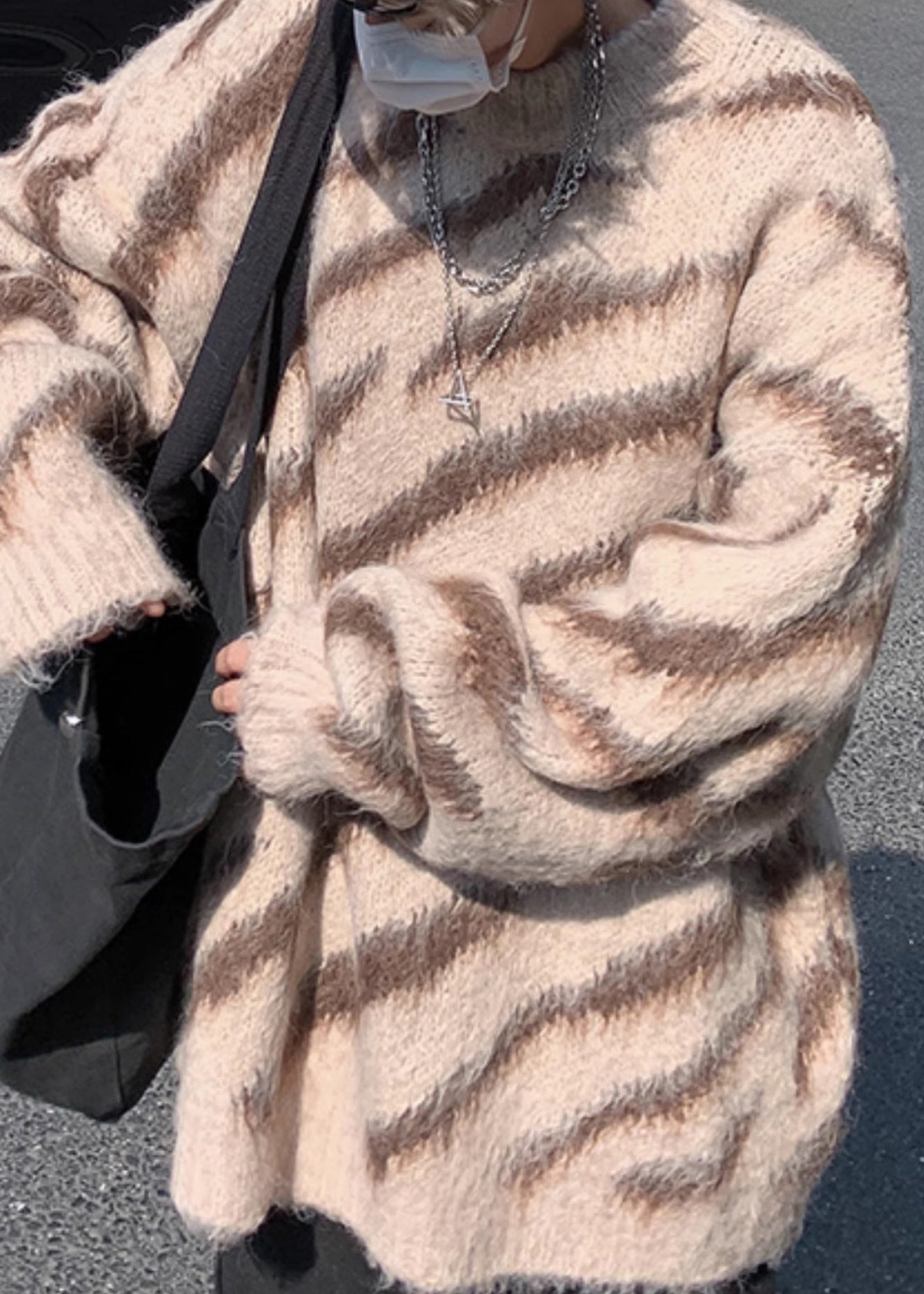 Unique Brown Striped Cozy Knit Sweaters Winter Rc027