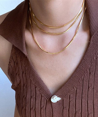 Unique Gold Stainless Steel Double Layer Sweater Necklace Yd016