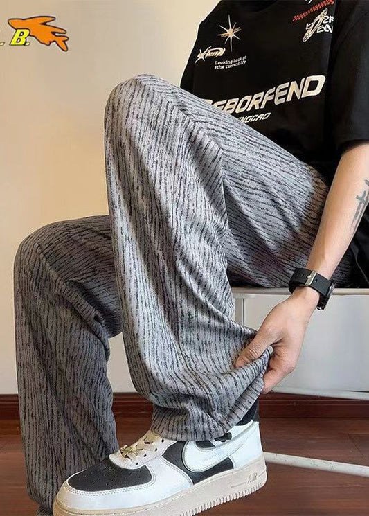 Pants Cotton Unique Grey Print Oversized Clothing