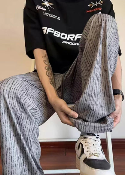 Pants Cotton Unique Grey Print Oversized Clothing