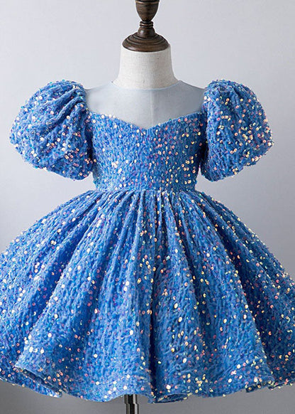 Unique Khaki Patchwork Sequins Kids Long Dress Summer Ys012