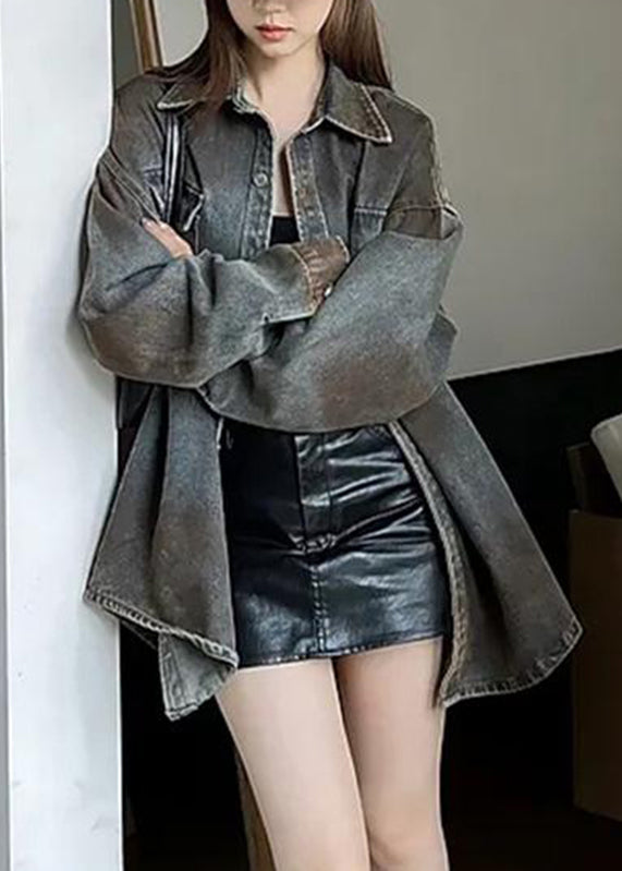 Unique Peter Pan Collar Patchwork Denim Coats Spring Rp008