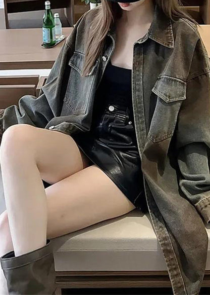 Unique Peter Pan Collar Patchwork Denim Coats Spring Rp008