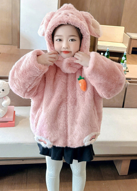 Unique Pink Carrot Mink Velvet Thick Hoodie Coat Winter Wl030