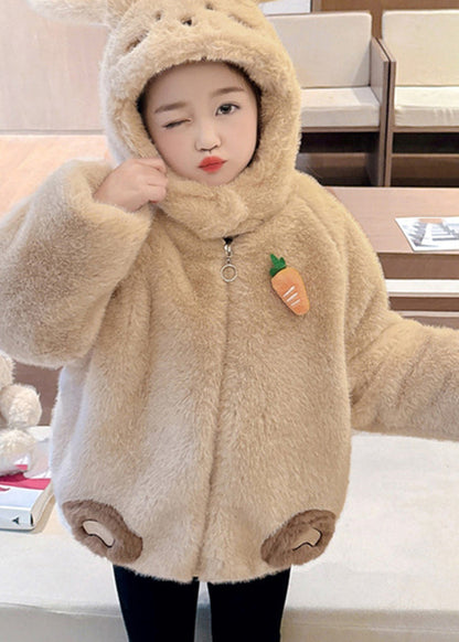 Unique Pink Carrot Mink Velvet Thick Hoodie Coat Winter Wl030