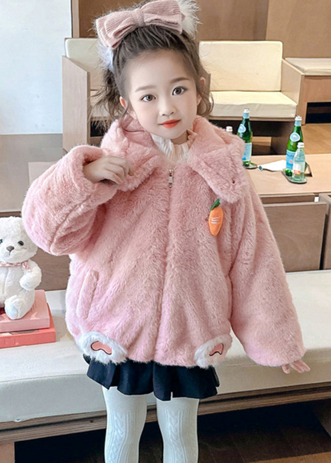 Unique Pink Carrot Mink Velvet Thick Hoodie Coat Winter Wl030