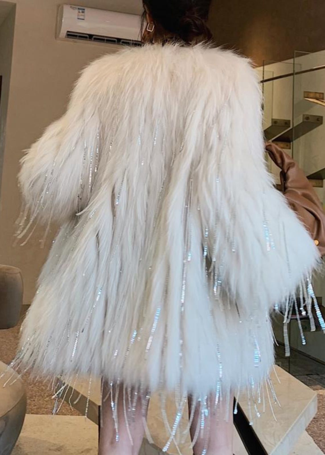 Unique Pink Tasseled Zircon Raccoon Hair Coats Winter Yy009