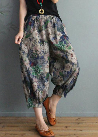 Unique Print High Waist Cotton Crop Pants Tq1024