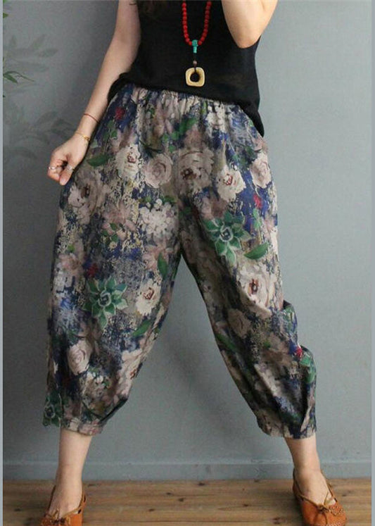 Unique Print High Waist Cotton Crop Pants Tq1024