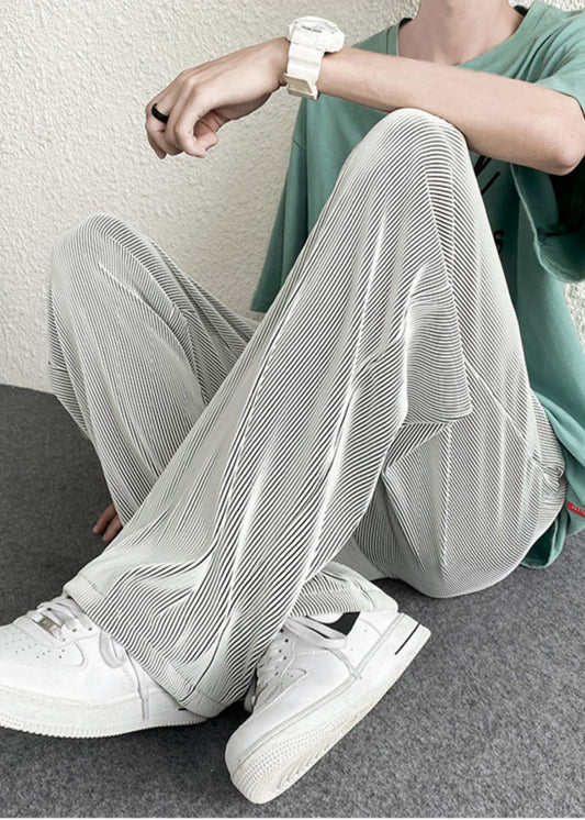 Spring Draping Silvery Unique Pants Striped Oversized