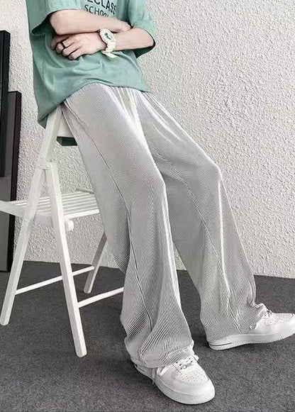 Spring Draping Silvery Unique Pants Striped Oversized