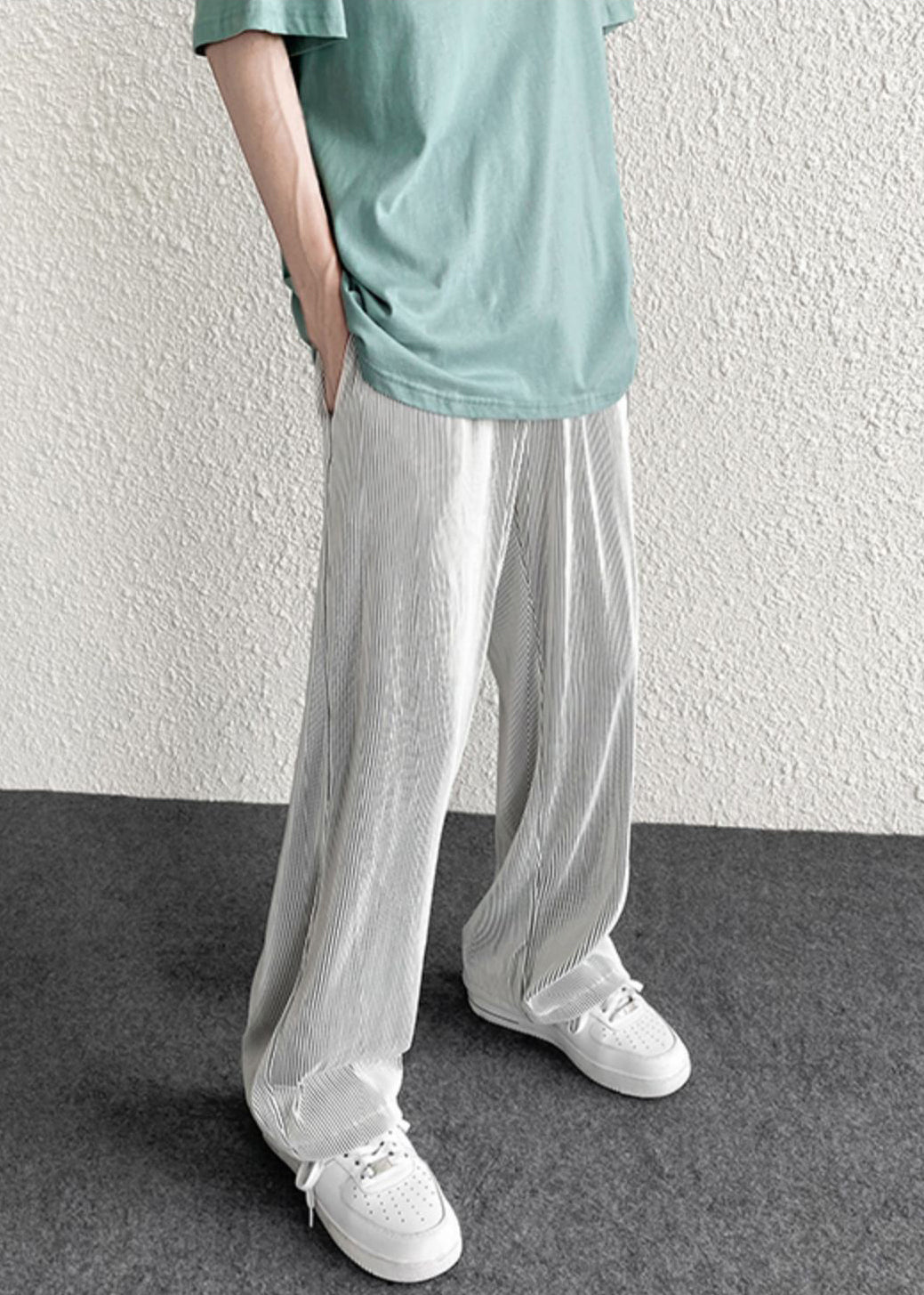 Spring Draping Silvery Unique Pants Striped Oversized