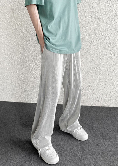 Spring Draping Silvery Unique Pants Striped Oversized