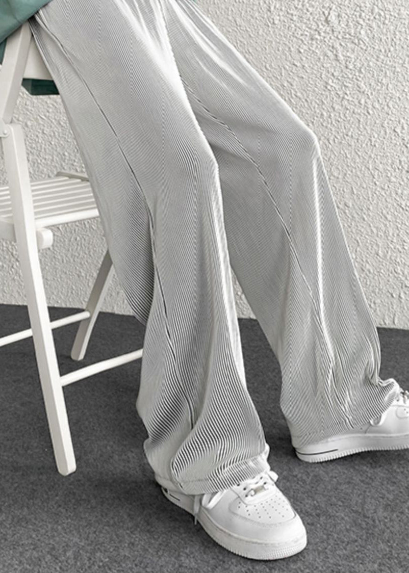 Spring Draping Silvery Unique Pants Striped Oversized