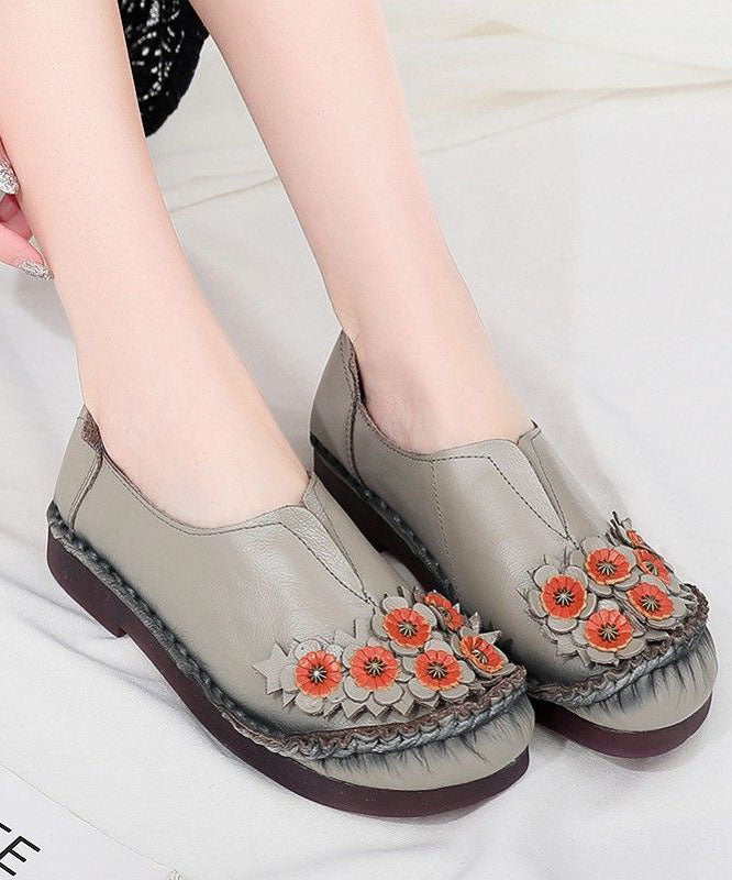 Unique Splicing Flat Shoes for Red Cowhide Leather Ly0172