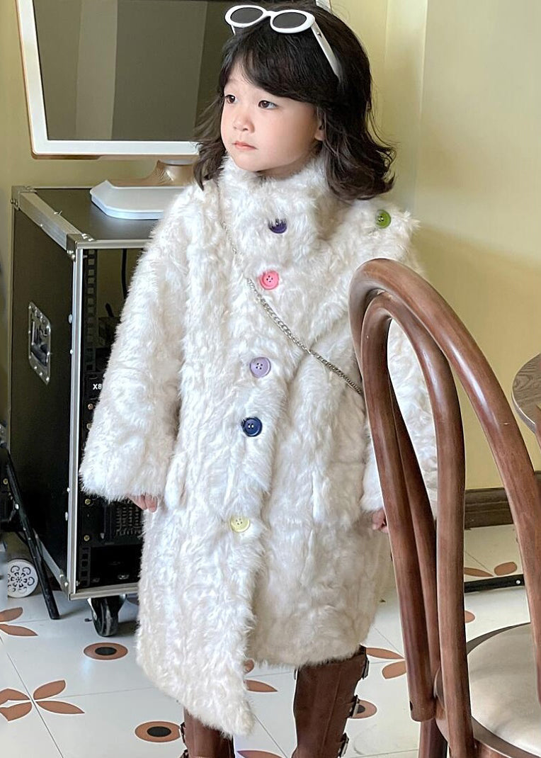 Unique White Asymmetrical Patchwork Faux Fur Coat Wintertg020