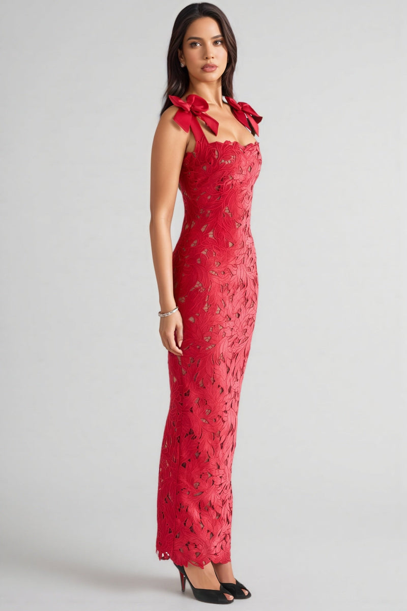 Fiona Red Bow Maxi Dress