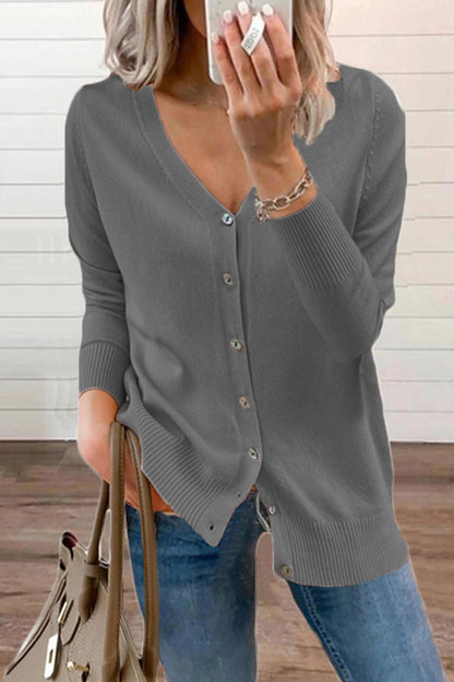 V Neck Button-down Cardigan
