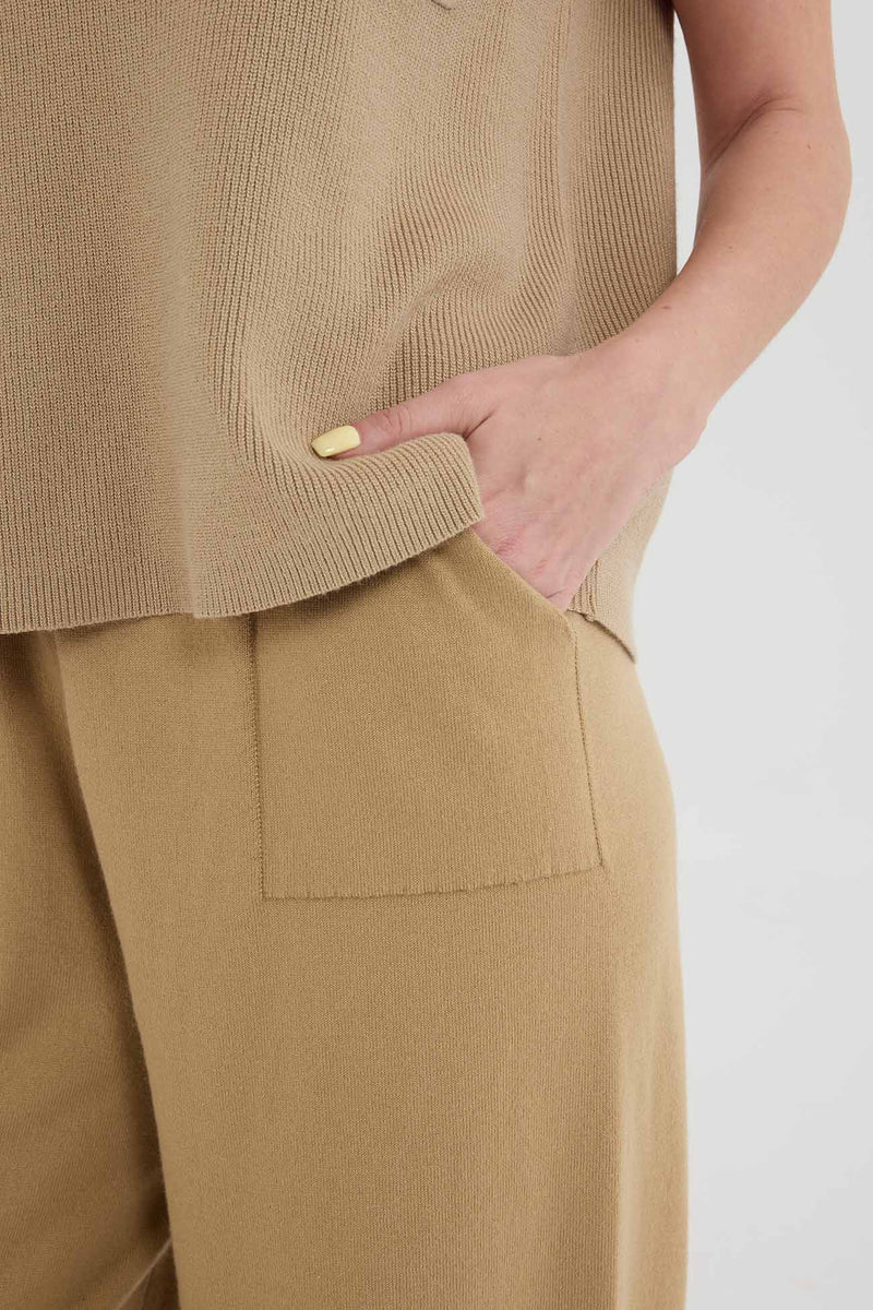 V Neck Knit Tank Top Pants Suits