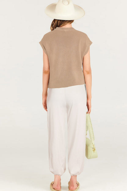 V Neck Knit Tank Top Pants Suits