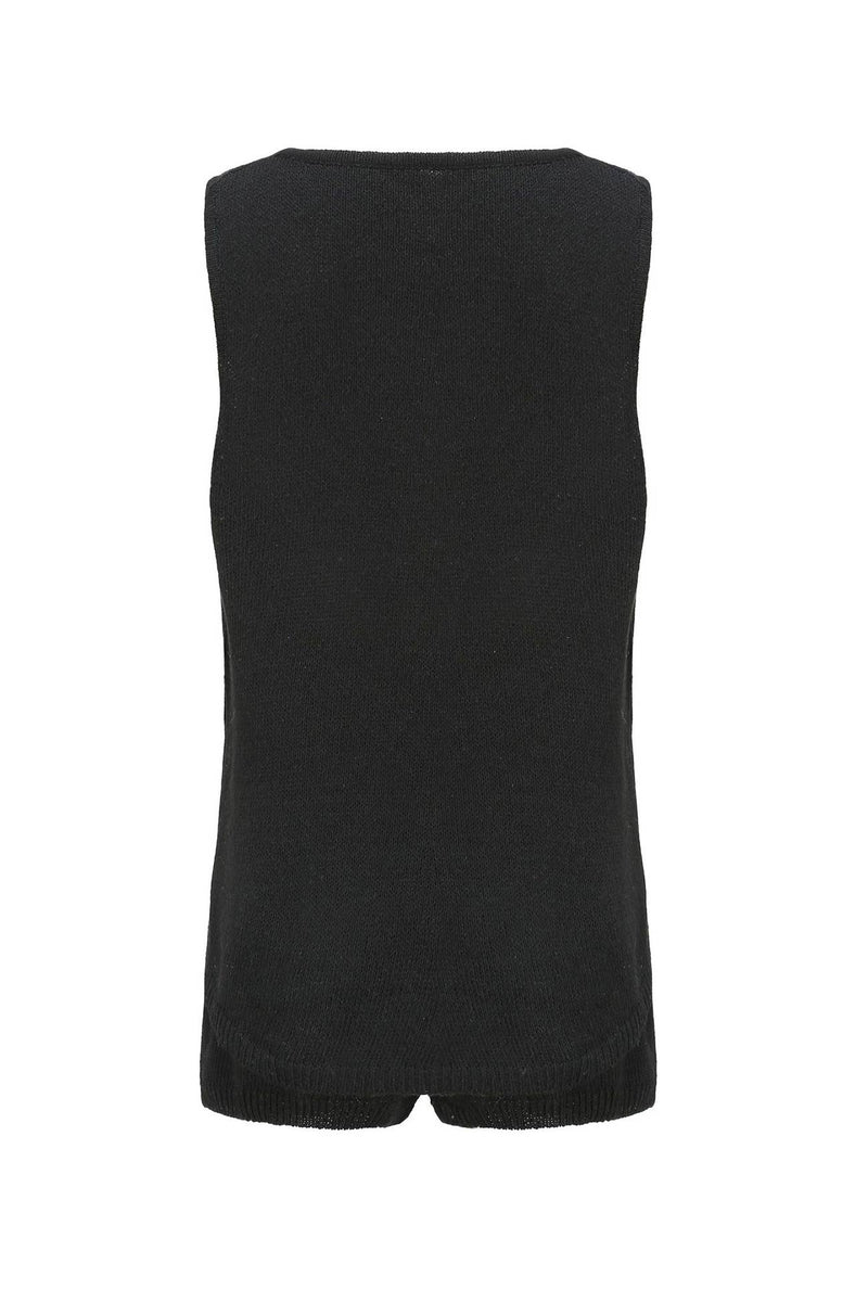 V Neck Knit Tank Top Shorts Suits
