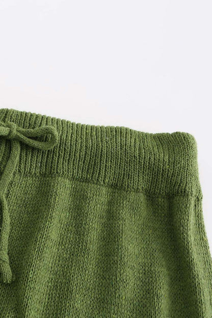 V Neck Knit Tank Top Shorts Suits