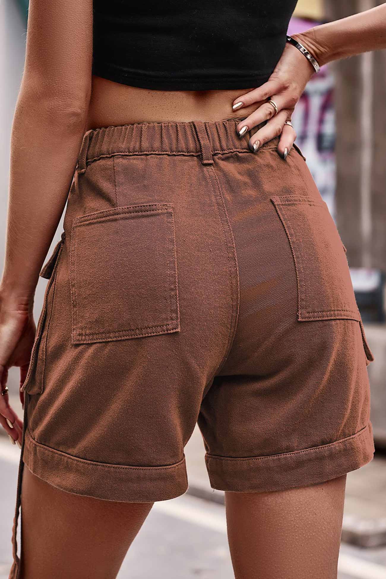 Color Cargo Denim Shorts