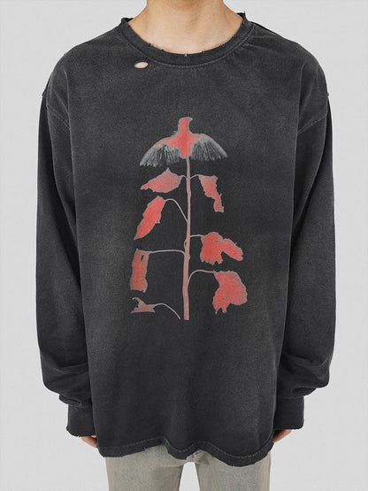 Bird Plant Graphic Sweatshirt