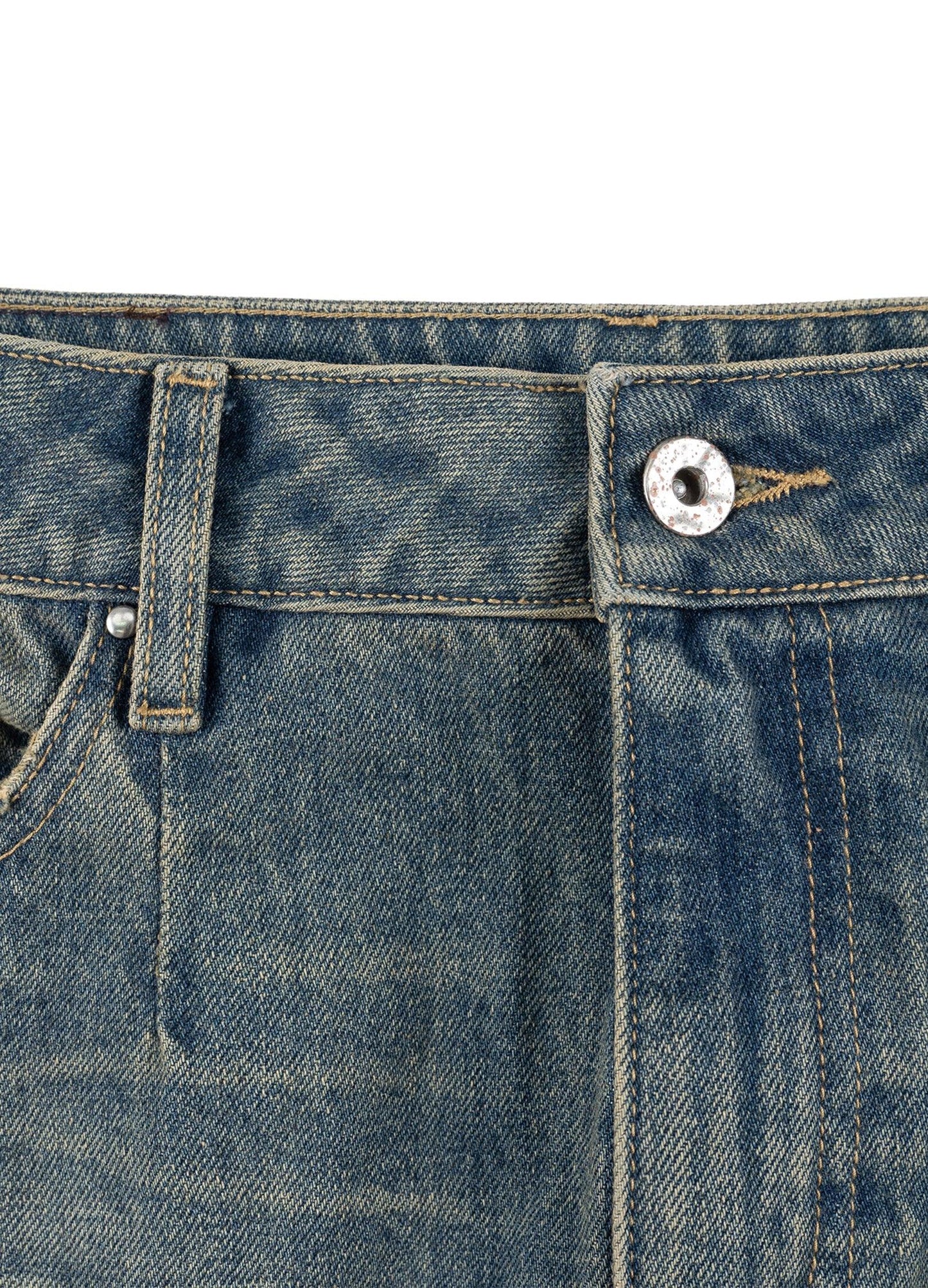 Washed Denim Split Skirt
