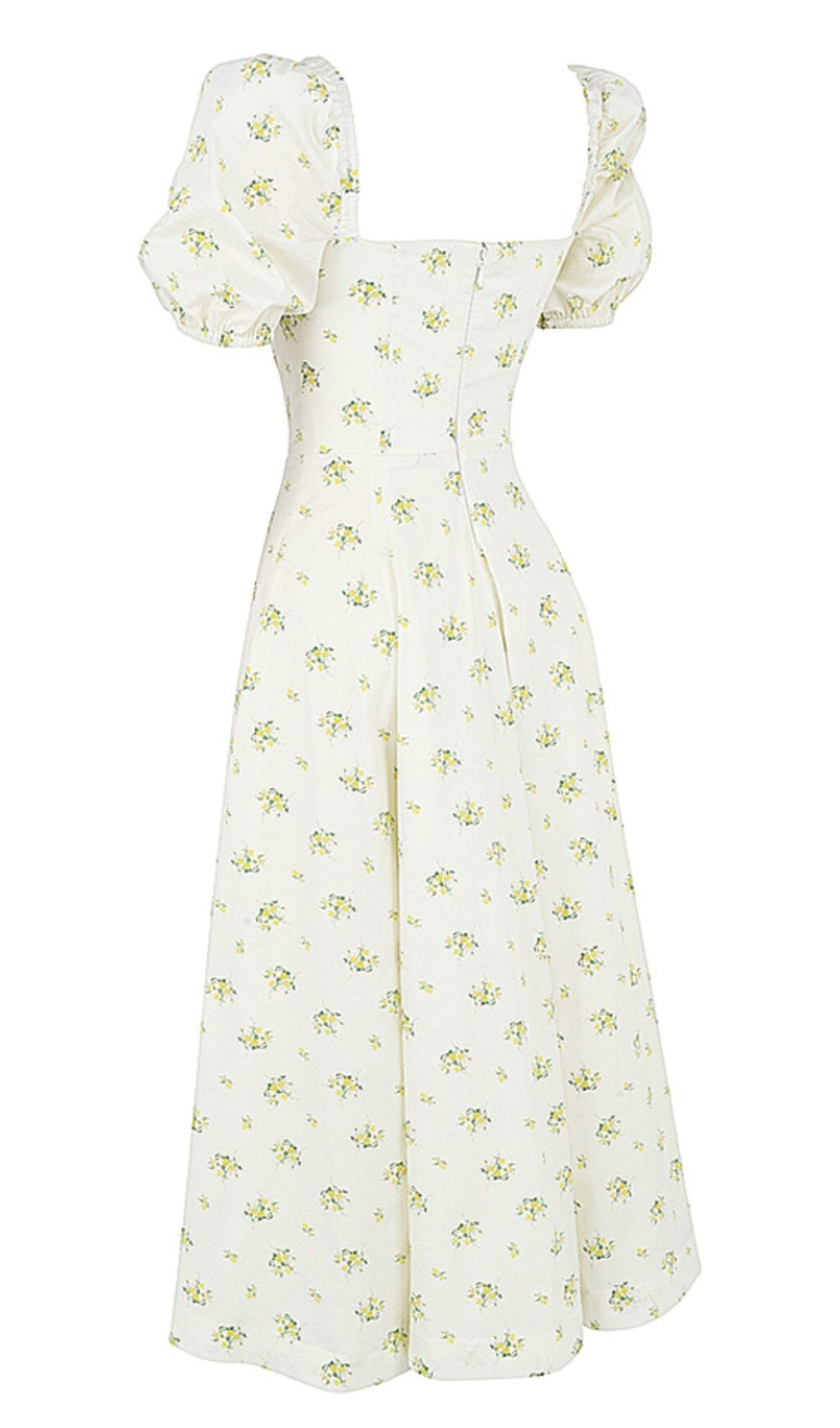 Puff Sleeve Midi Dress in White