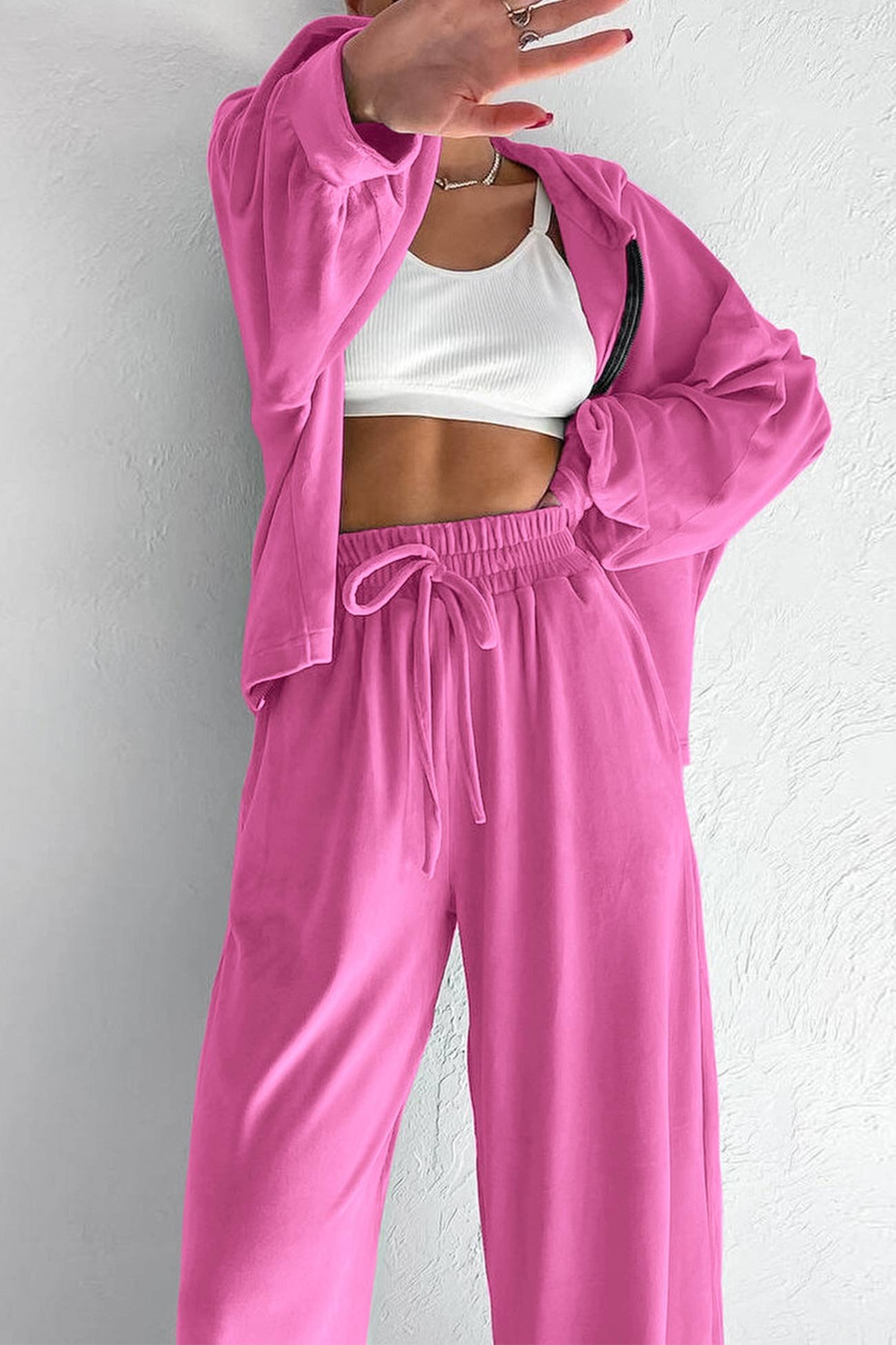Velvet Hooded Zipper Pocket Two-piece Set