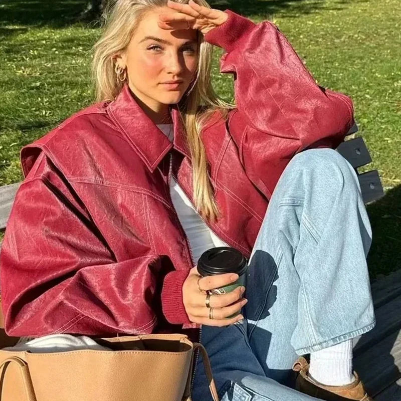 Leather Red Coat
