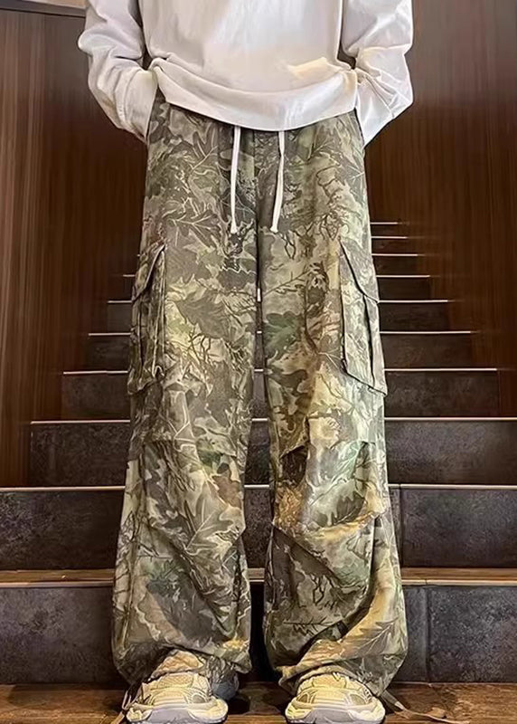 Army Green Pockets Print Pants Summer Sa024