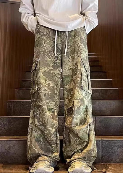 Army Green Pockets Print Pants Summer Sa024