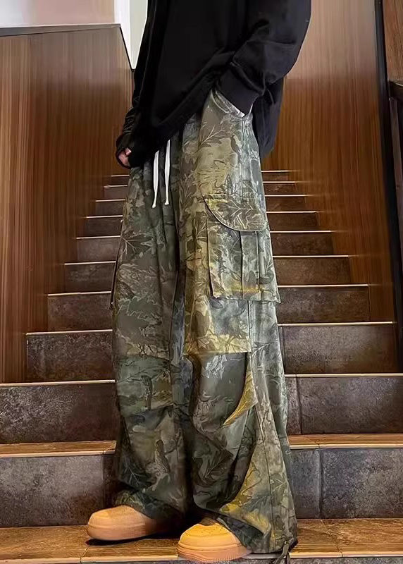 Army Green Pockets Print Pants Summer Sa024